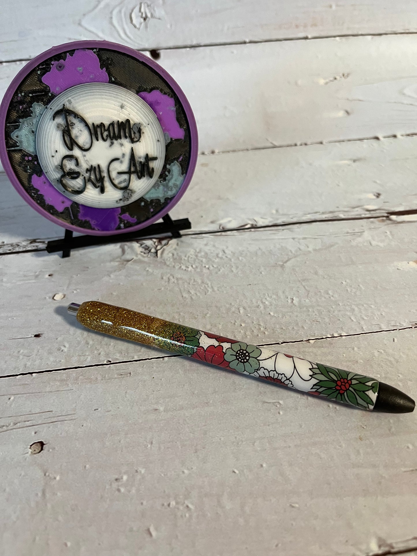 RTS Floral & Gold Resin Pen
