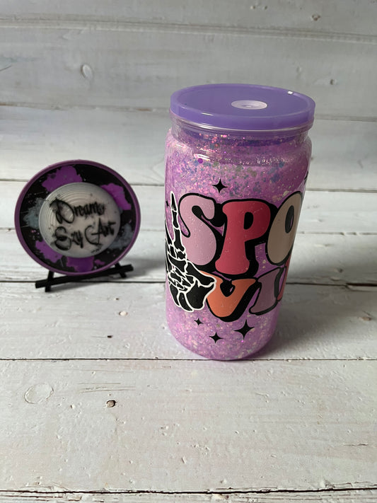Spooky Vibes 16oz Plastic Snow Globe Tumbler