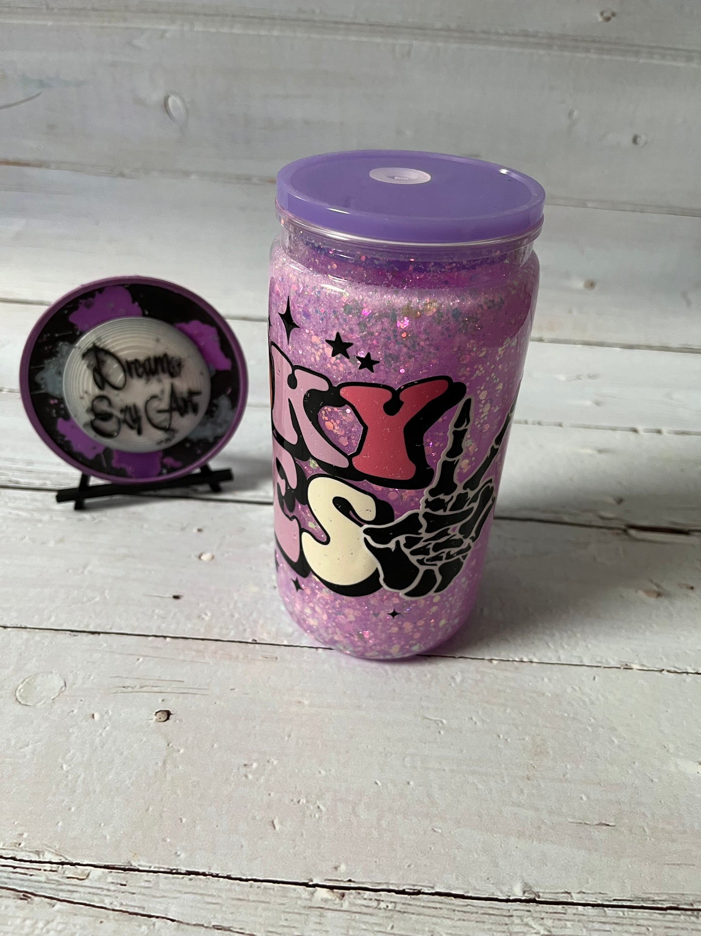 Spooky Vibes 16oz Plastic Snow Globe Tumbler