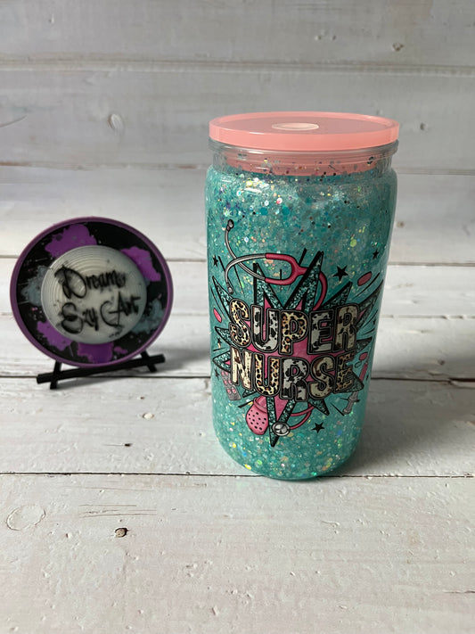 Super Nurse 16oz Plastic Snow Globe Tumbler