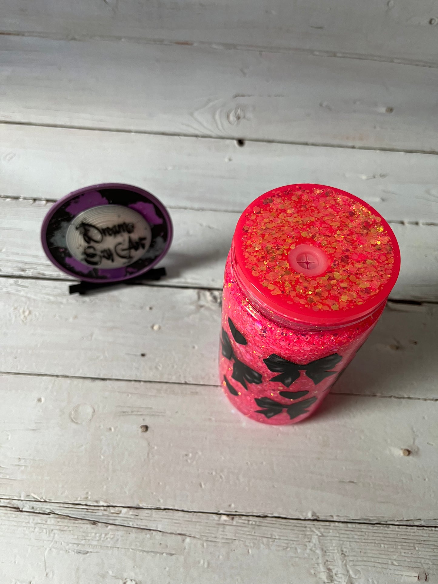 Black Coquette 16oz Plastic Snow Globe Tumbler