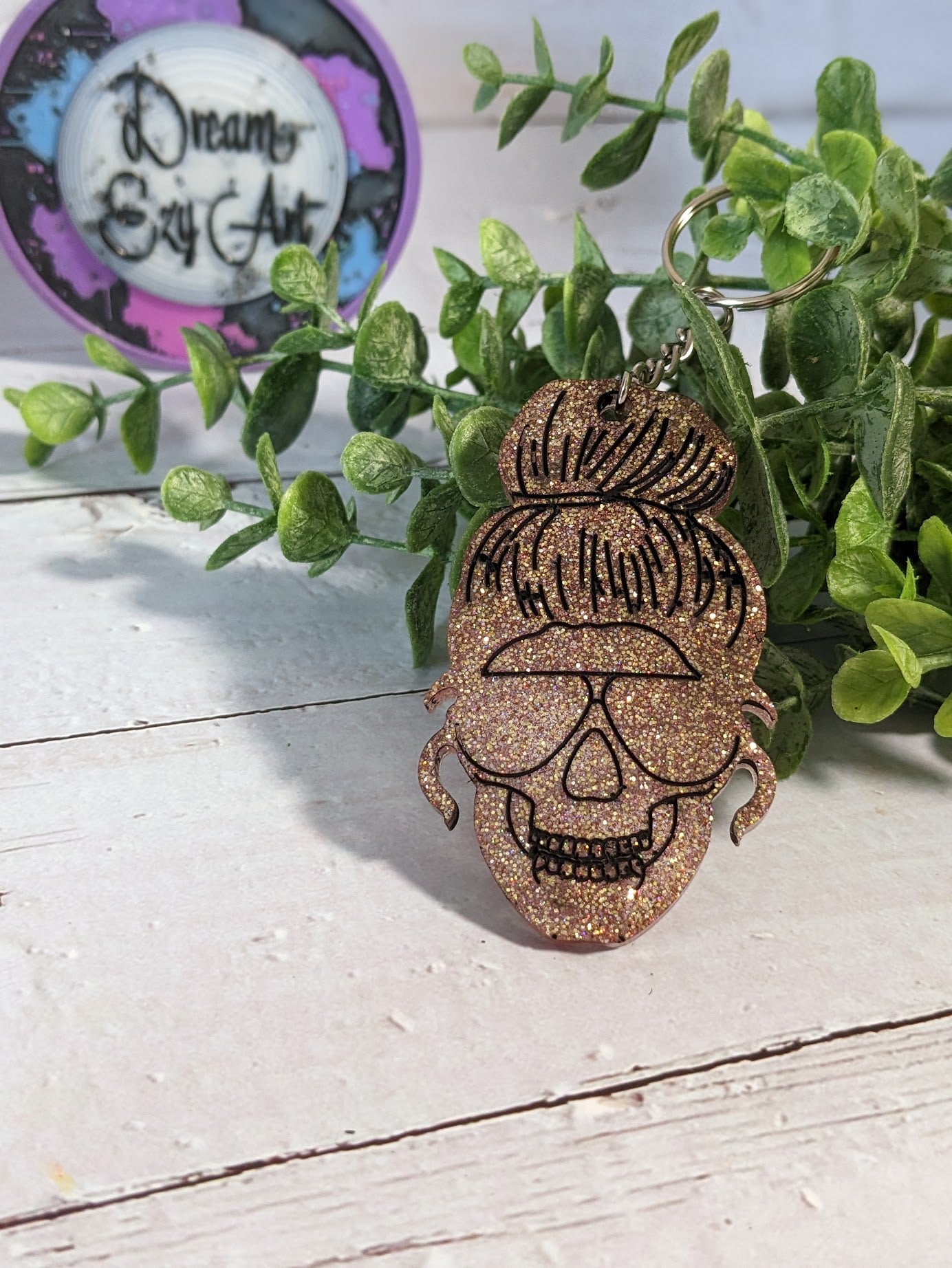 RTS Resin Keychain - Skull Mom