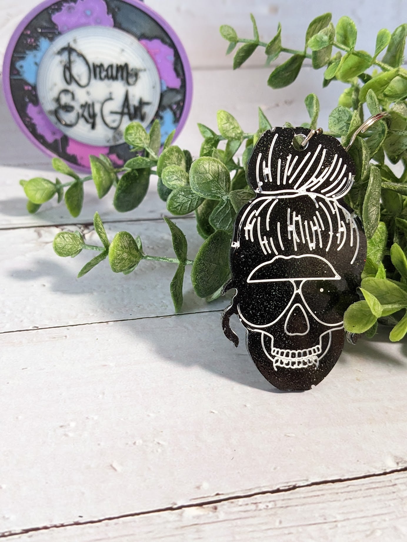 RTS Resin Keychain - Skull Mom