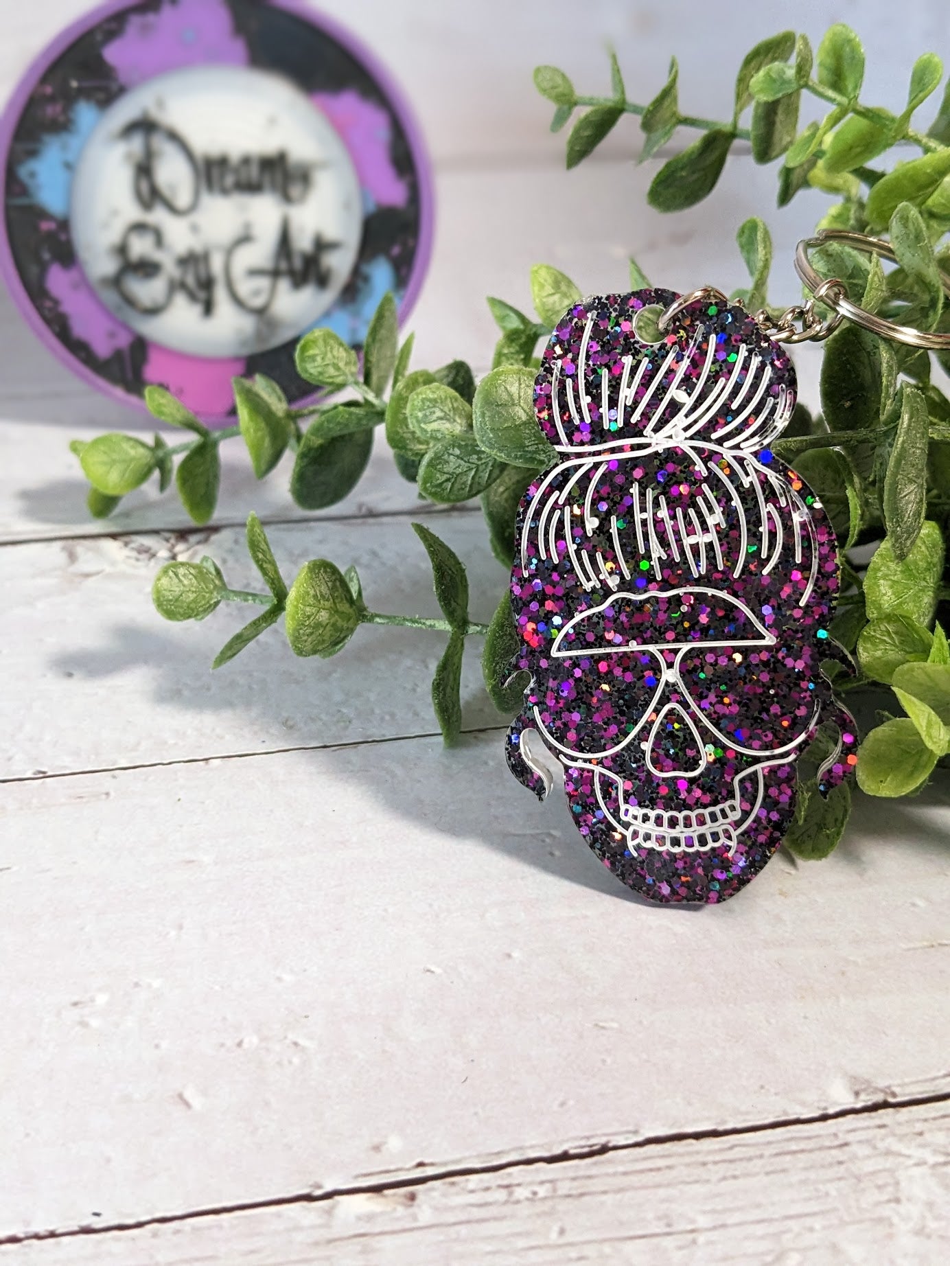 RTS Resin Keychain - Skull Mom