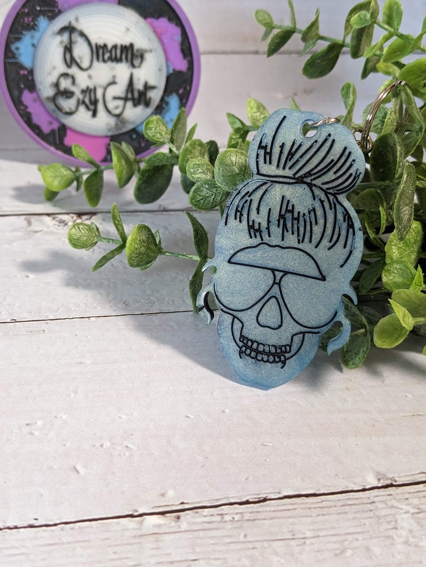 RTS Resin Keychain - Skull Mom