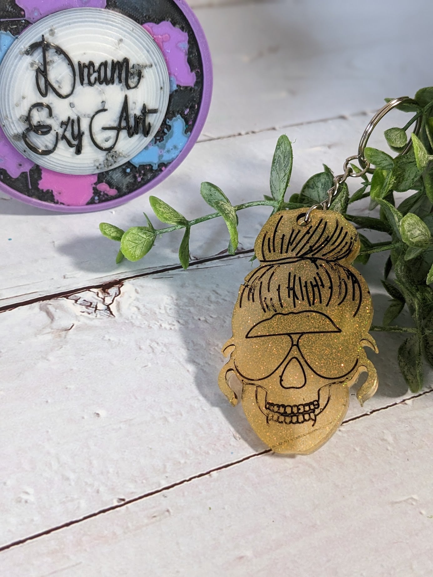 RTS Resin Keychain - Skull Mom