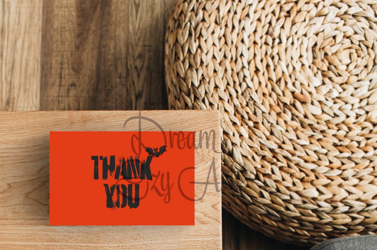 Black & Orange Bold Thank You Cards