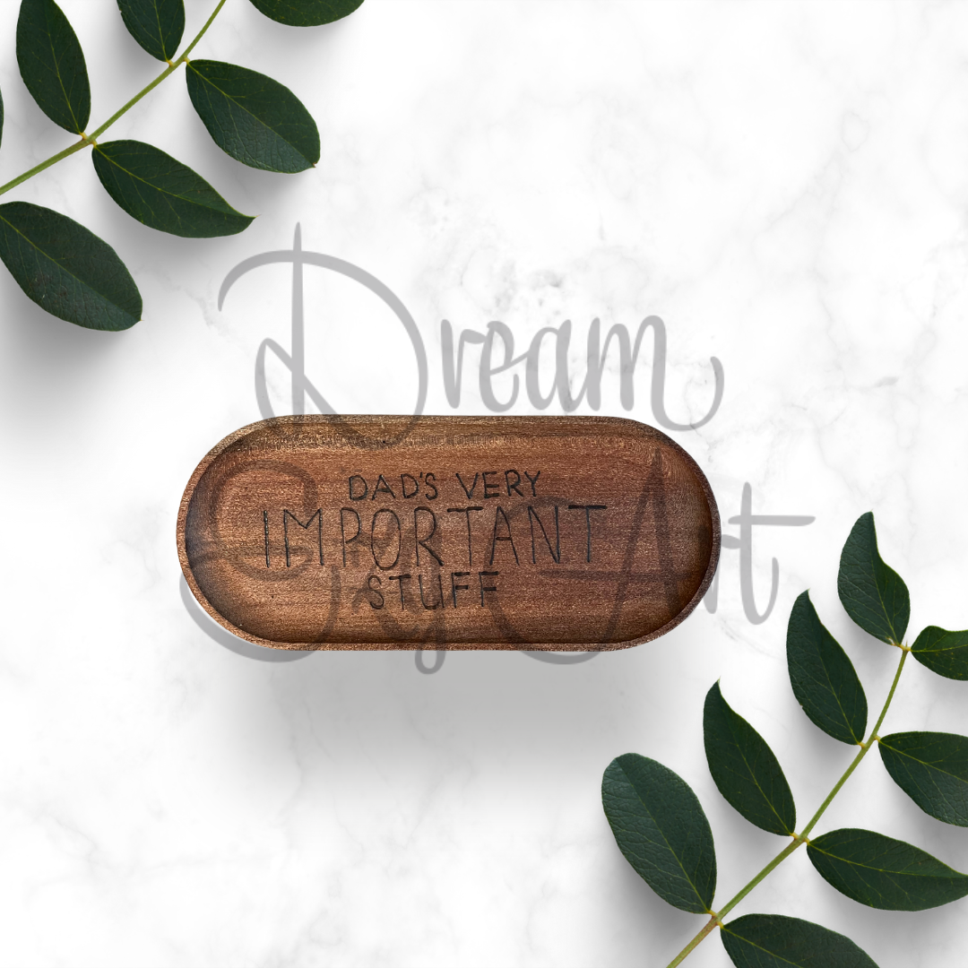 RTS 9.1" Dad's Very Important Stuff Walnut Tray