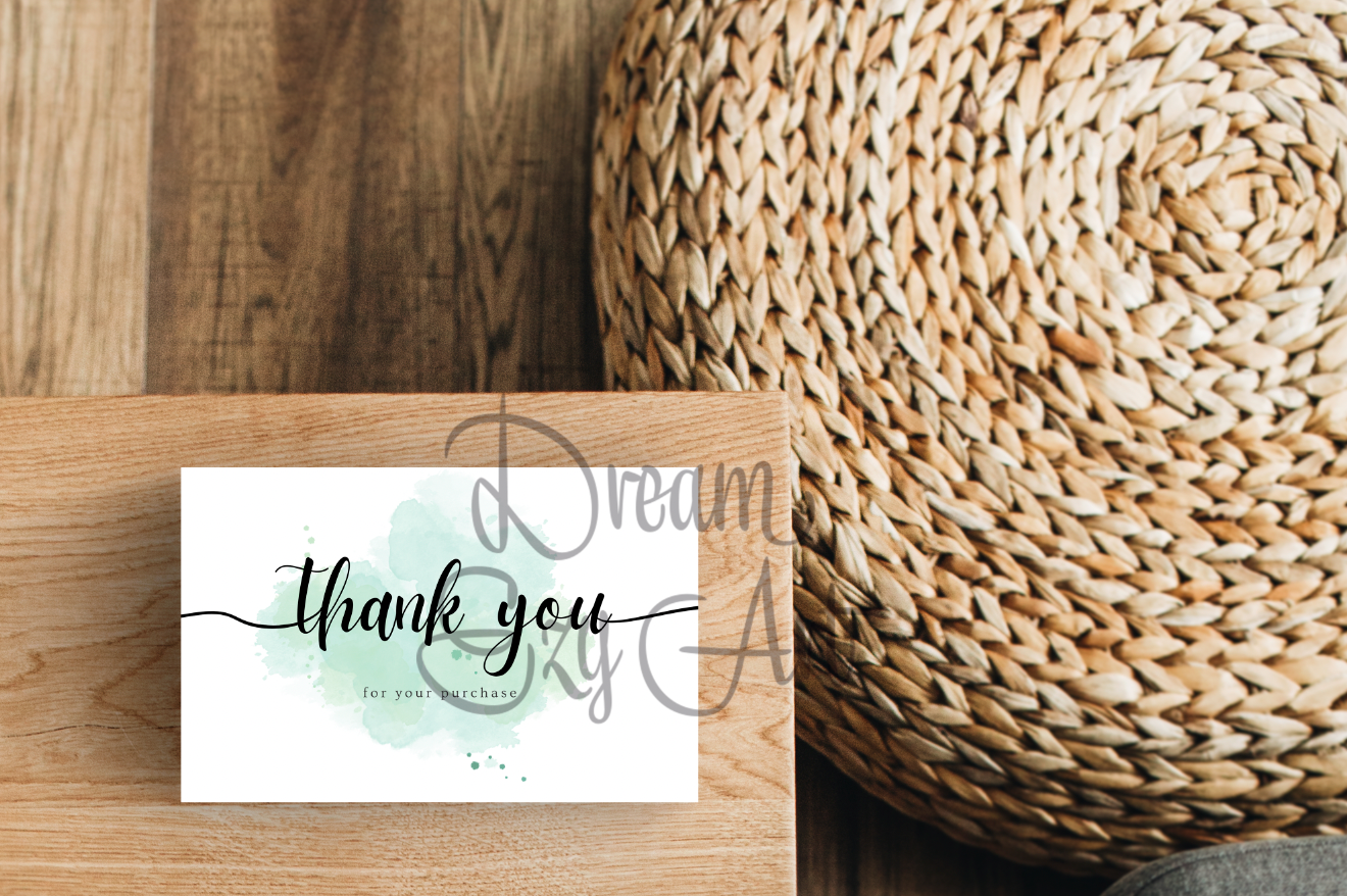 Green Watercolor Thank You Cards