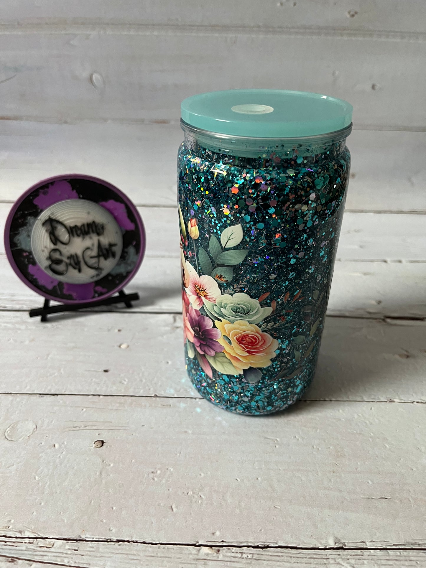 Floral Horse 16oz Plastic Snow Globe Tumbler