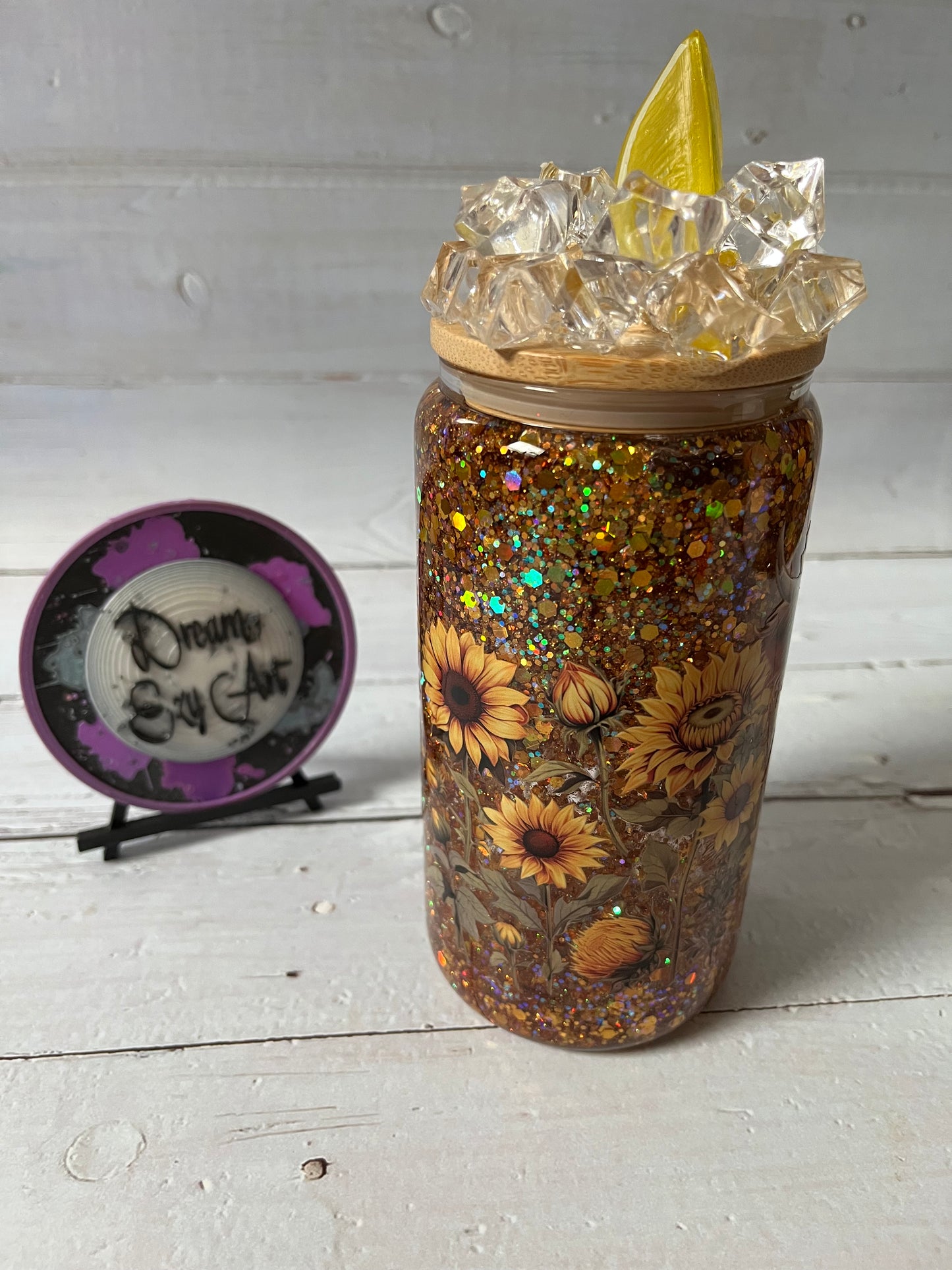 Sunflower Fields 16oz Glass Snow Globe Tumbler