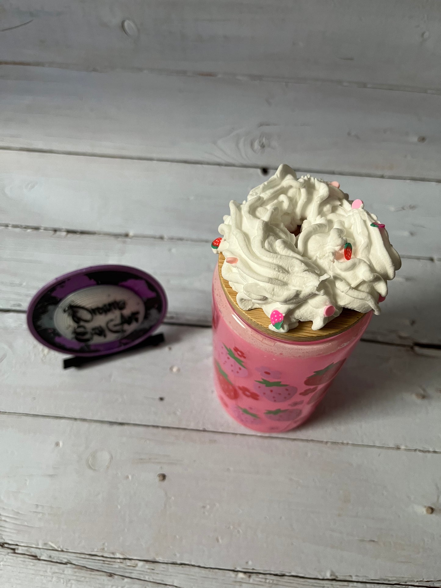 Strawberries & Cream 16oz Glass Snow Globe Tumbler