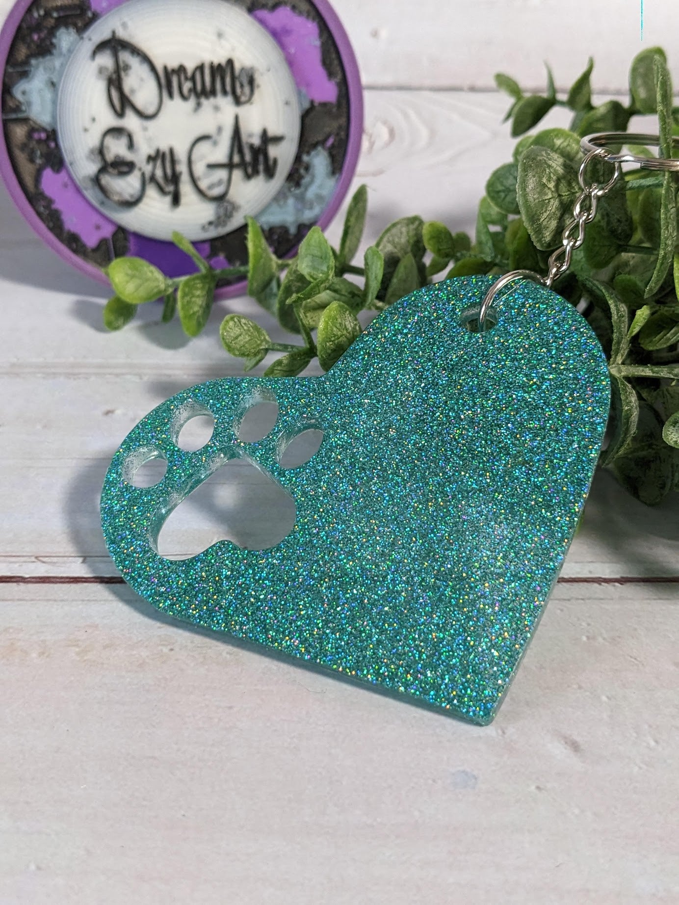 RTS Resin Keychain - Paw Print Heart