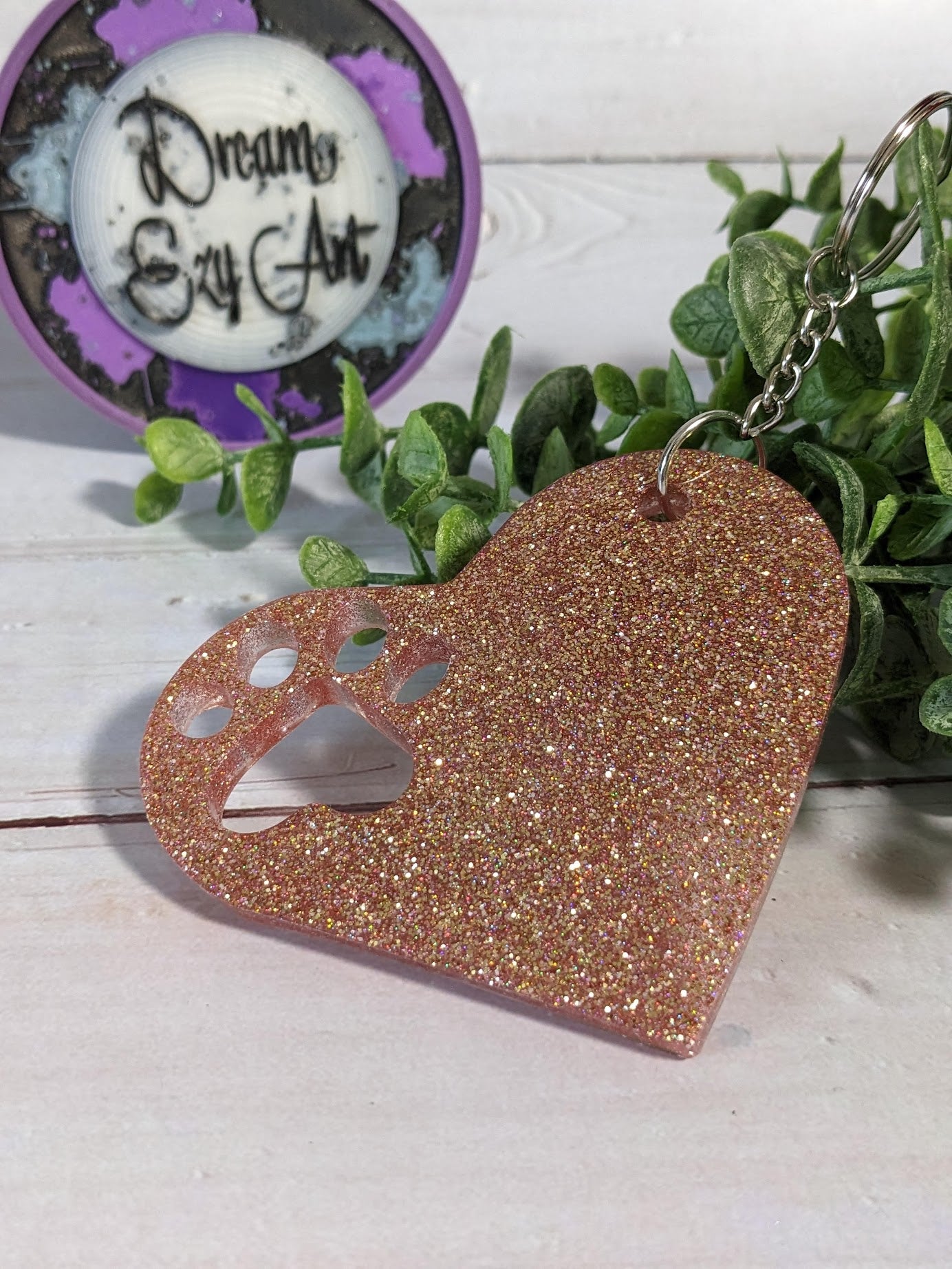 RTS Resin Keychain - Paw Print Heart