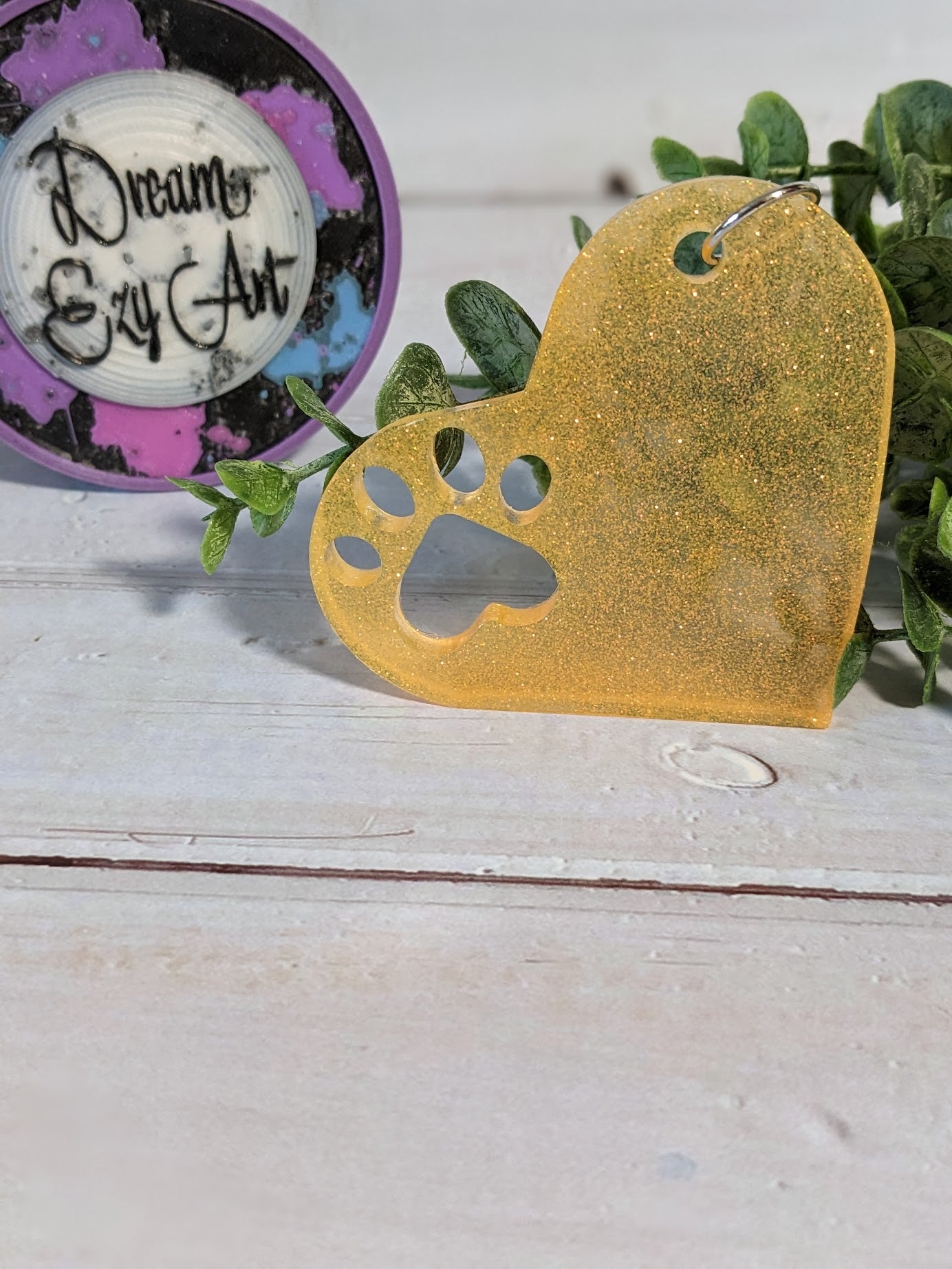 RTS Resin Keychain - Paw Print Heart