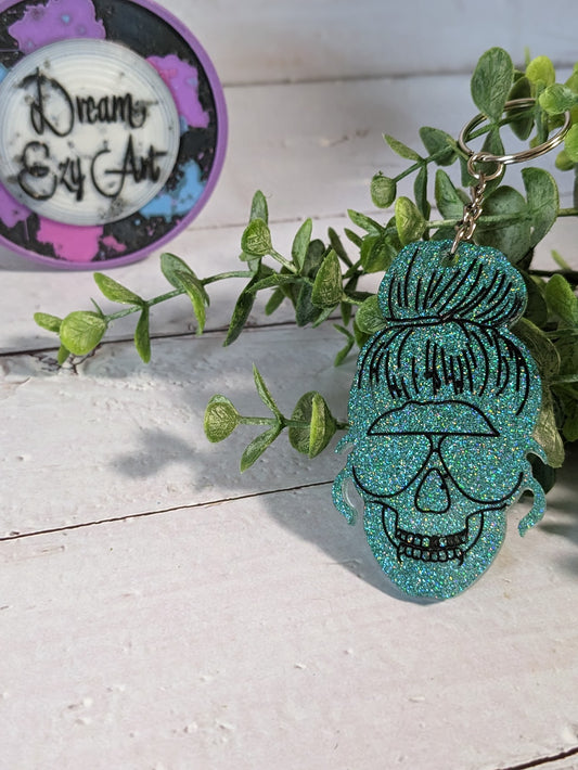 RTS Resin Keychain - Skull Mom