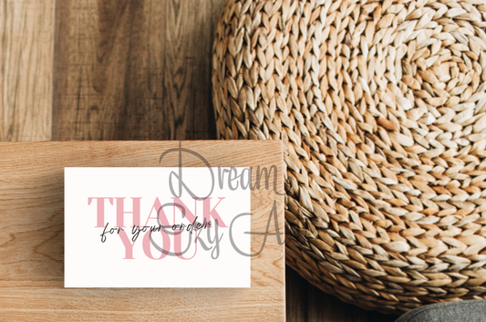 Pink Typography Thank You Cards