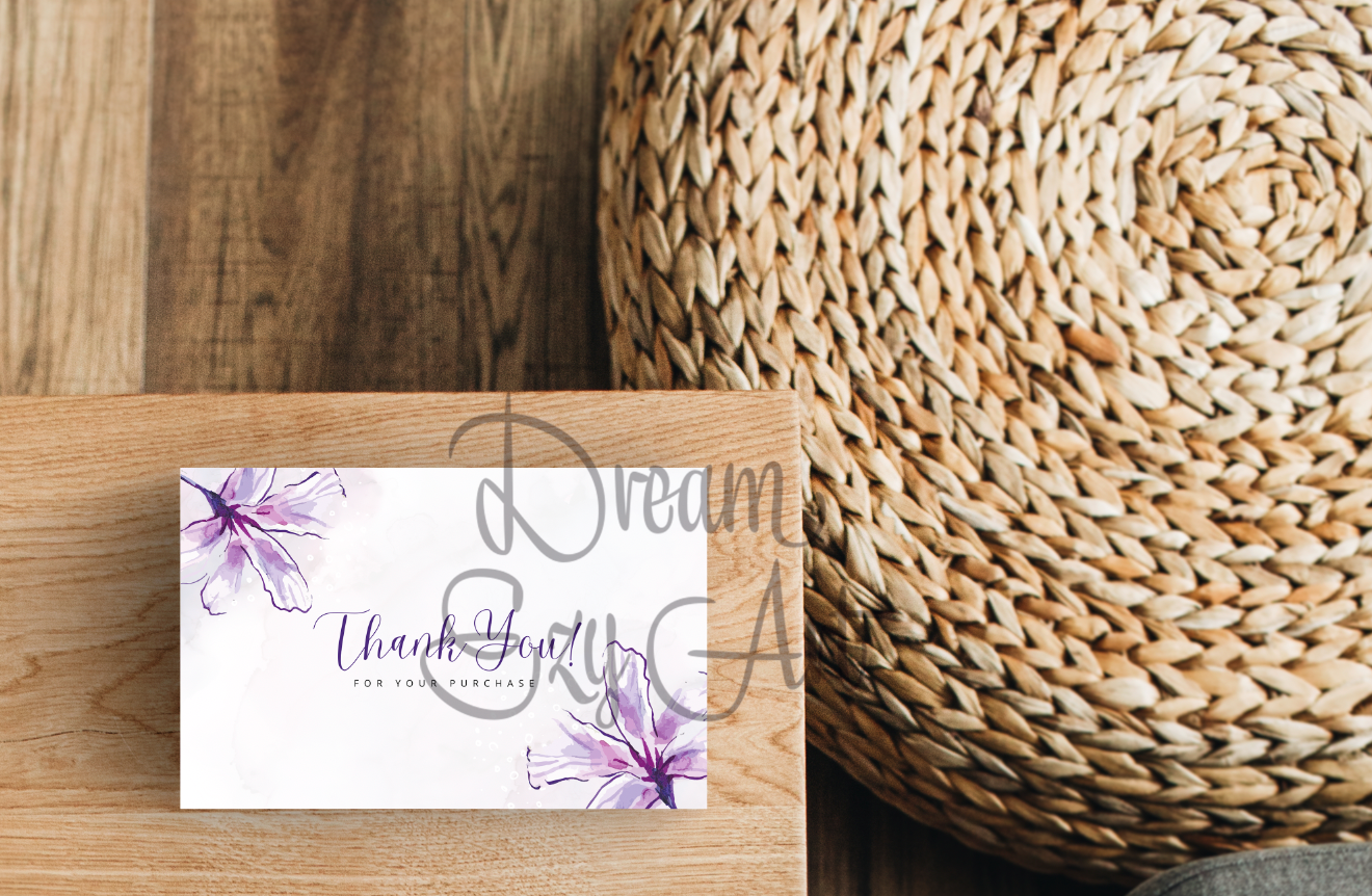 Purple Watercolor Flower Thank You Cards