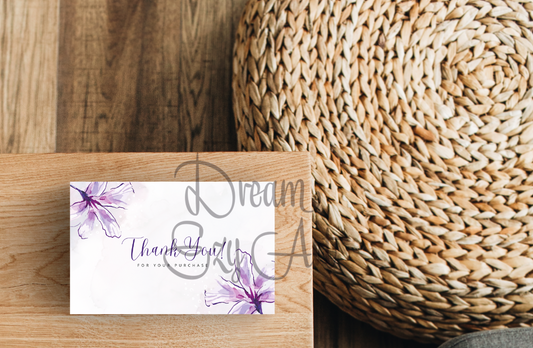 Purple Watercolor Flower Thank You Cards