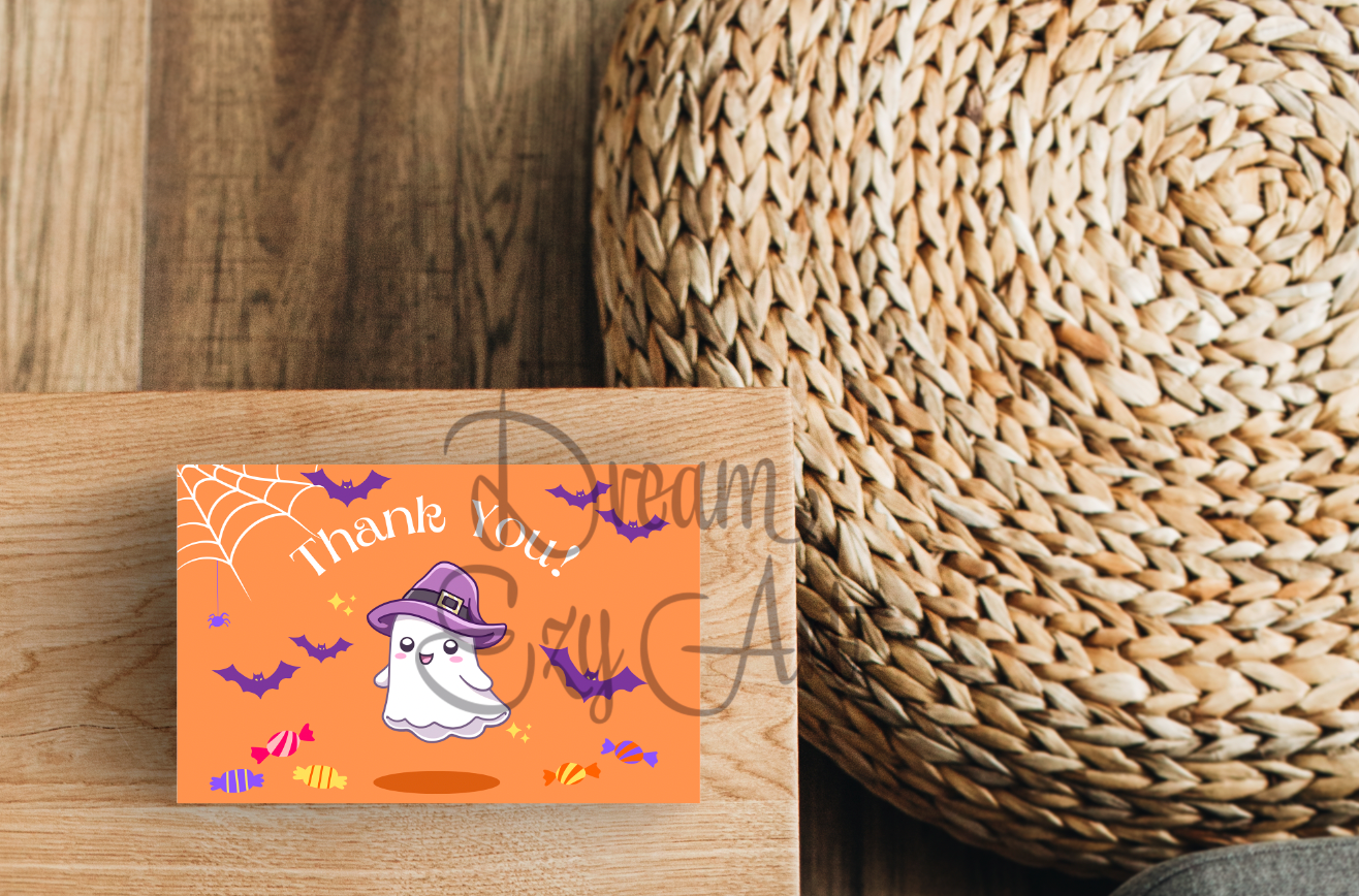 Purple & Orange Halloween Thank You Cards