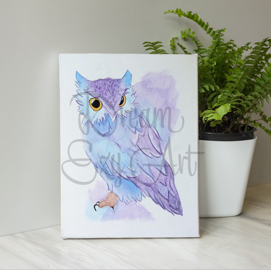 RTS Watercolor Owl Canvas 11"x14"