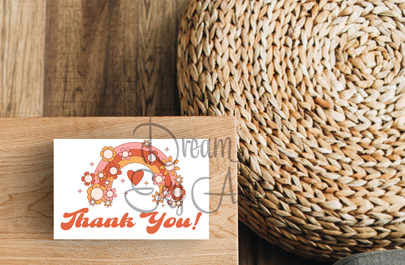 Retro Rainbow Thank You Cards