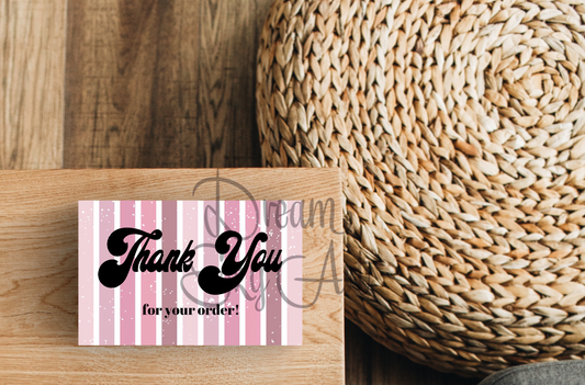 Pink Retro Stripes Thank You Cards