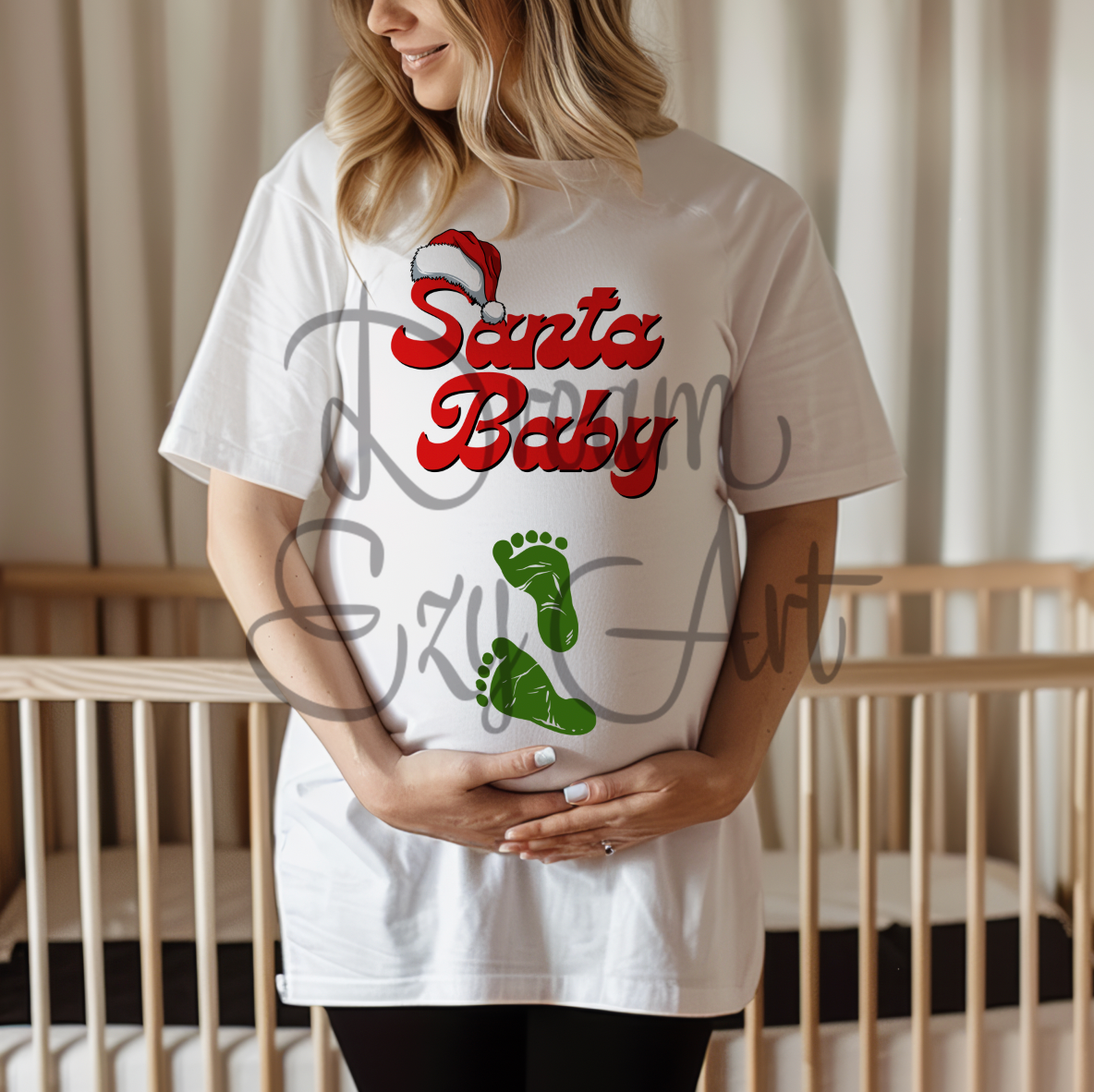 Santa Baby W/Hat Green Footprint