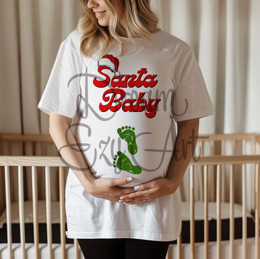 Santa Baby W/Hat Green Footprint