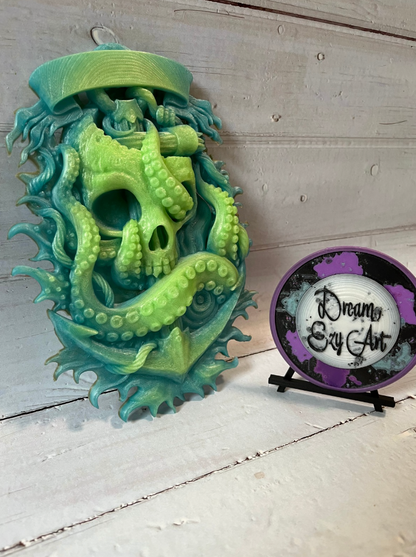 RTS Kraken's Curse Skull Plaque - Glow In The Dark
