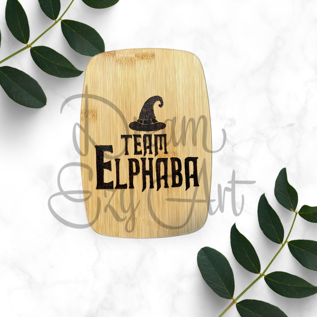 RTS 8"x5.5" Team Elphaba Bamboo Cutting Board