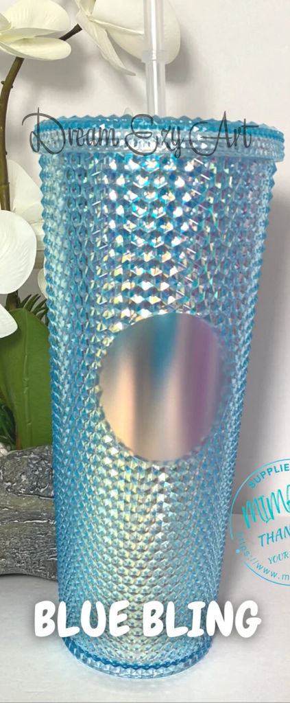 Custom Studded Tumbler 24 Oz Blue Bling / No