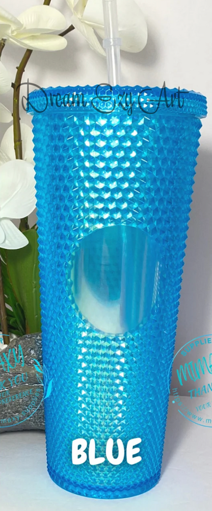 Custom Studded Tumbler 24 Oz Blue / No