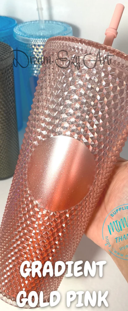 Custom Studded Tumbler 24 Oz Gradient Gold Pink / No