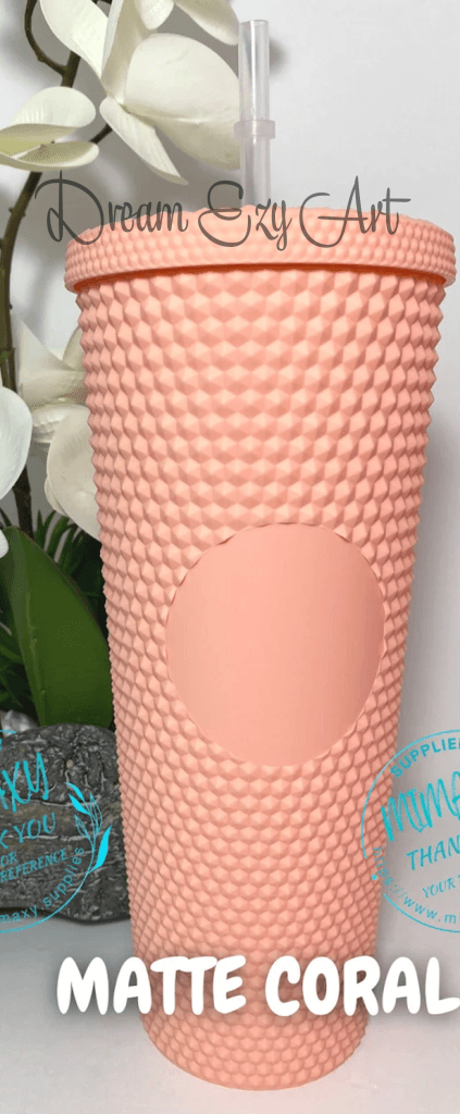 Custom Studded Tumbler 24 Oz Matte Coral / No