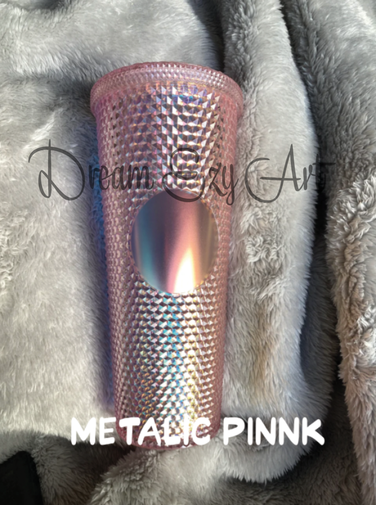 Custom Studded Tumbler 24 Oz Metalic Pink / No