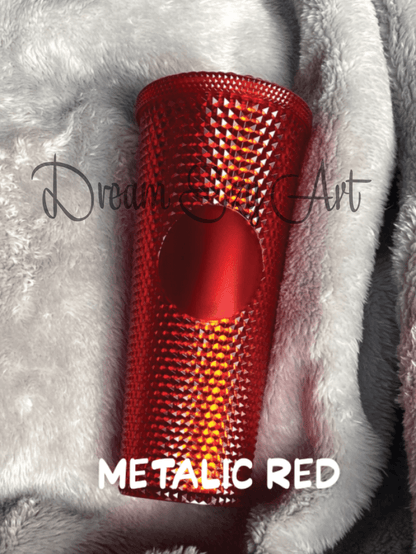 Custom Studded Tumbler 24 Oz Metalic Red / No