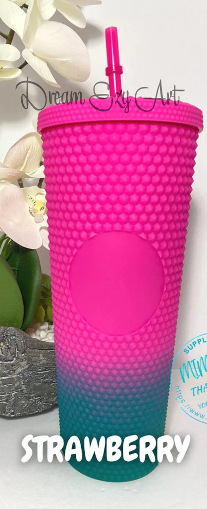 Custom Studded Tumbler 24 Oz Strawberry / No