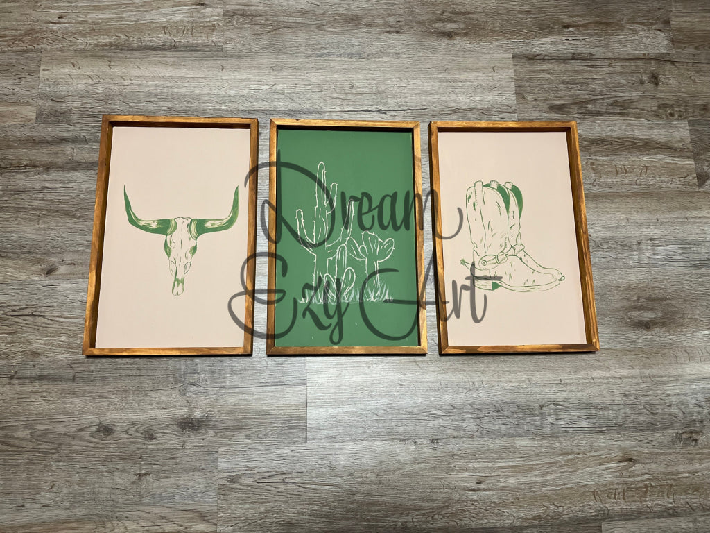 Rts 3 Piece Western Wood Signs 11X17’’