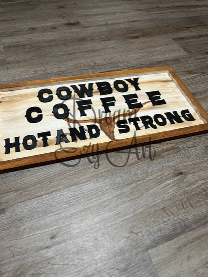 Rts Cowboy Coffee Wood Sign 10X20