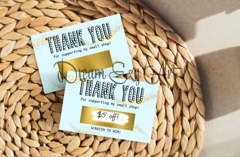 Scratch Off Cards/Thank You Cards Silver Circle / Blue And Gold