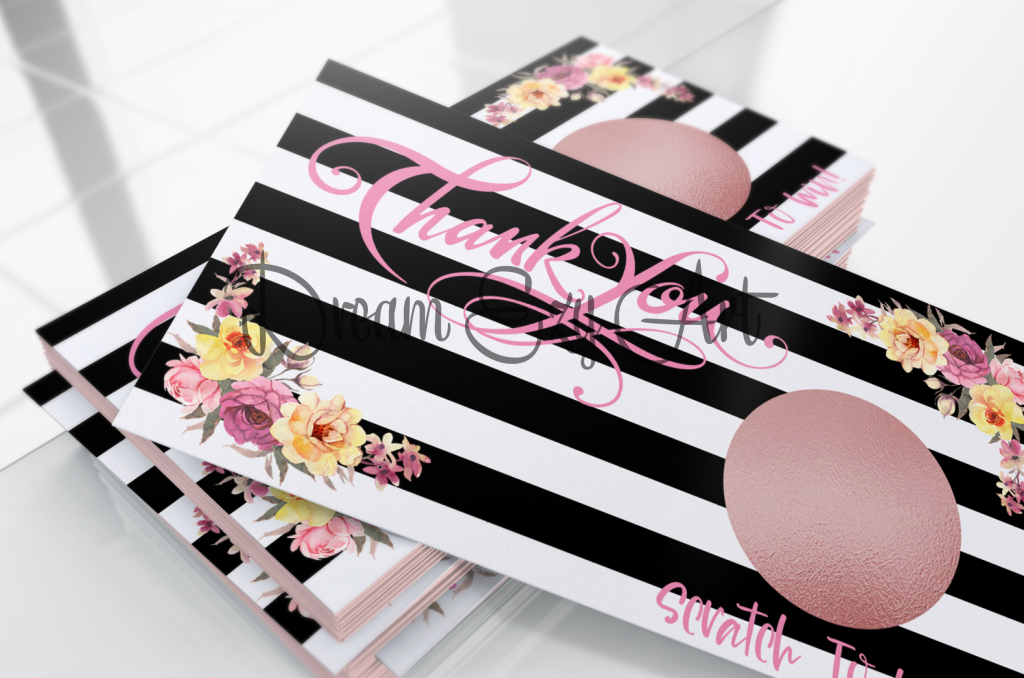 Scratch Off Cards/Thank You Cards Silver Circle / Floral