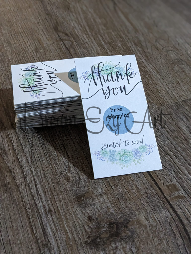Scratch Off Cards/Thank You Cards Silver Circle / Succulent