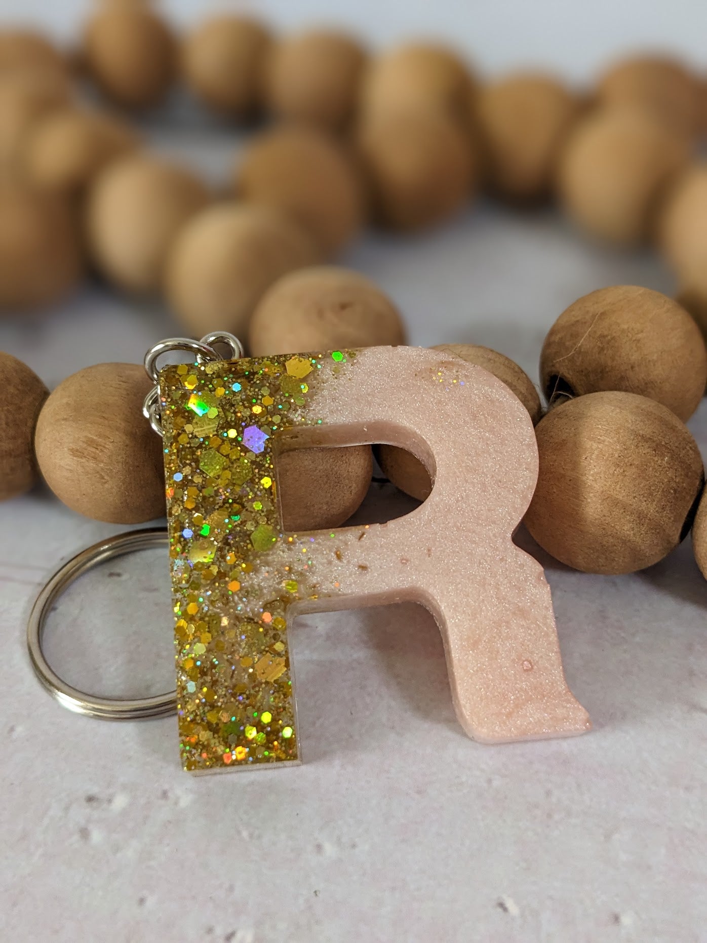 R 2025 letter keychain