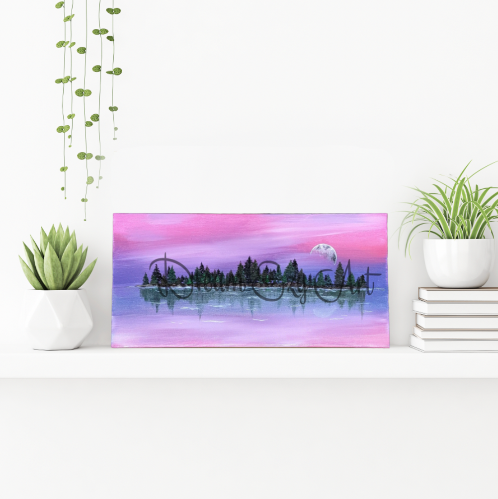 RTS Pink Sky & Island Canvas 10"x20"